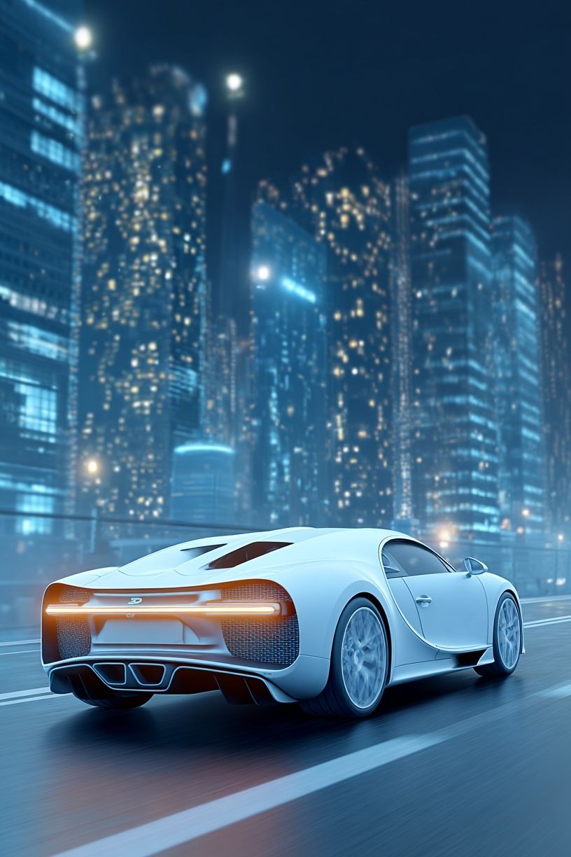 Luxury Sports Car Night Cityscape Poster. poster — photography art
