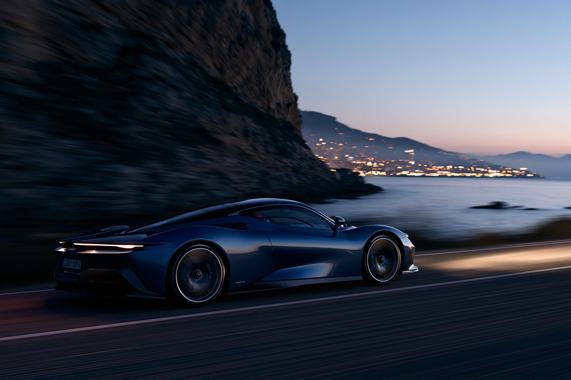 Blue Supercar Coastal Drive Poster. poster — photography art