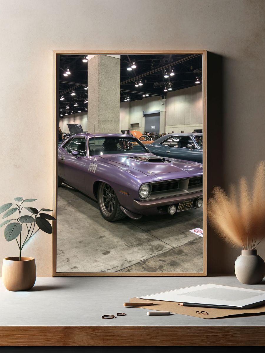 Purple Muscle Car Show Poster. — room view 2