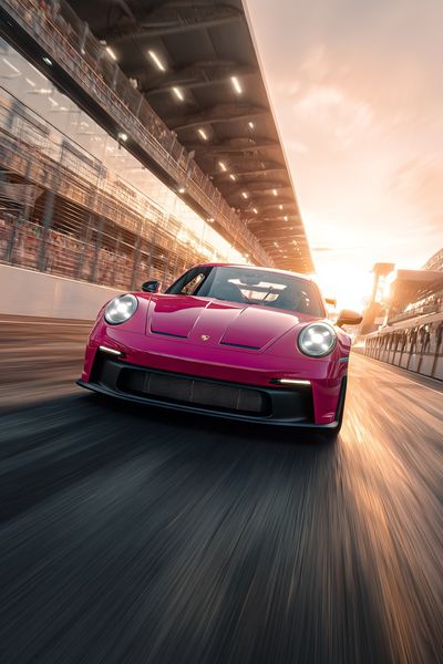 Pink Sports Car Racing Poster.