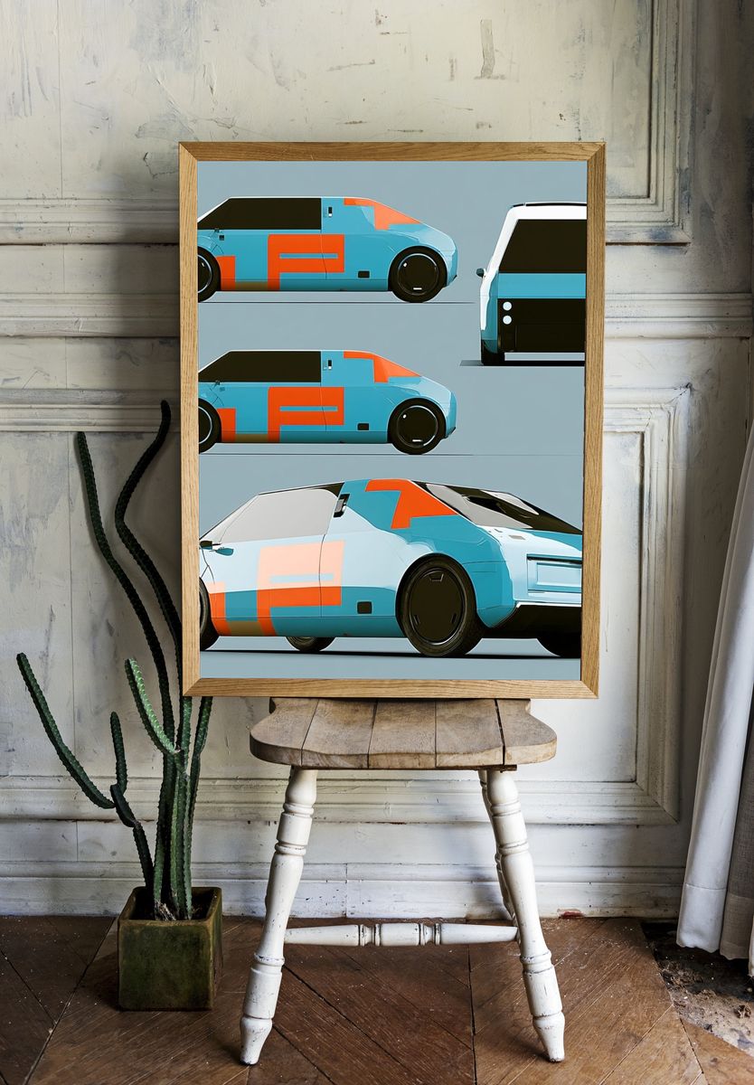 Futuristic Concept Car Photography Poster. — room view 1