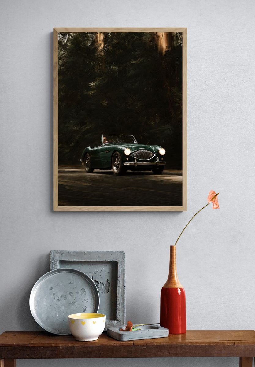Classic Green Roadster Photography Poster. — room view 3