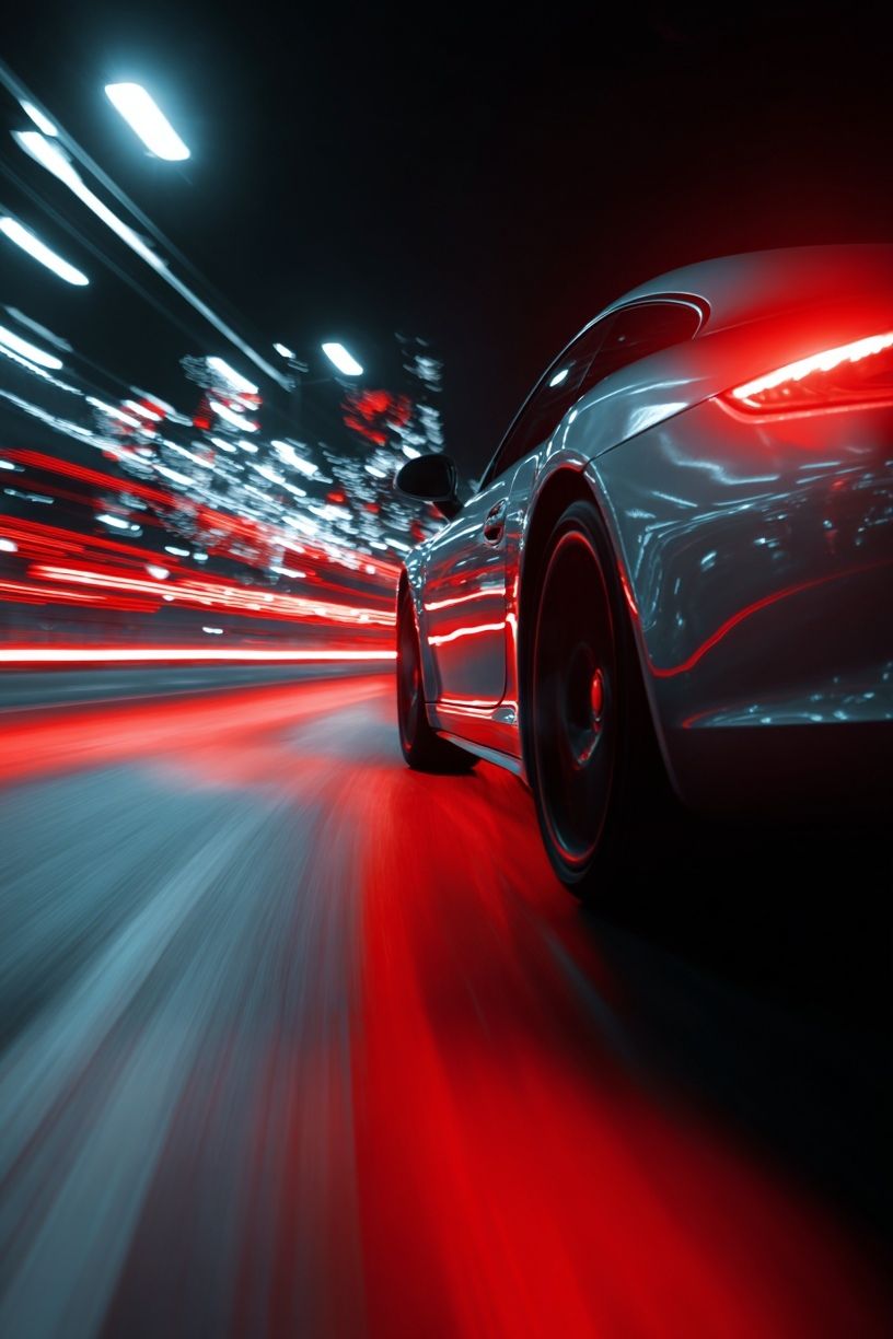 Dynamic Sports Car Night Photography Poster. poster detail