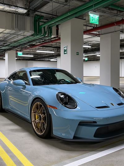 Blue Porsche 911 Parking Garage Poster. poster print