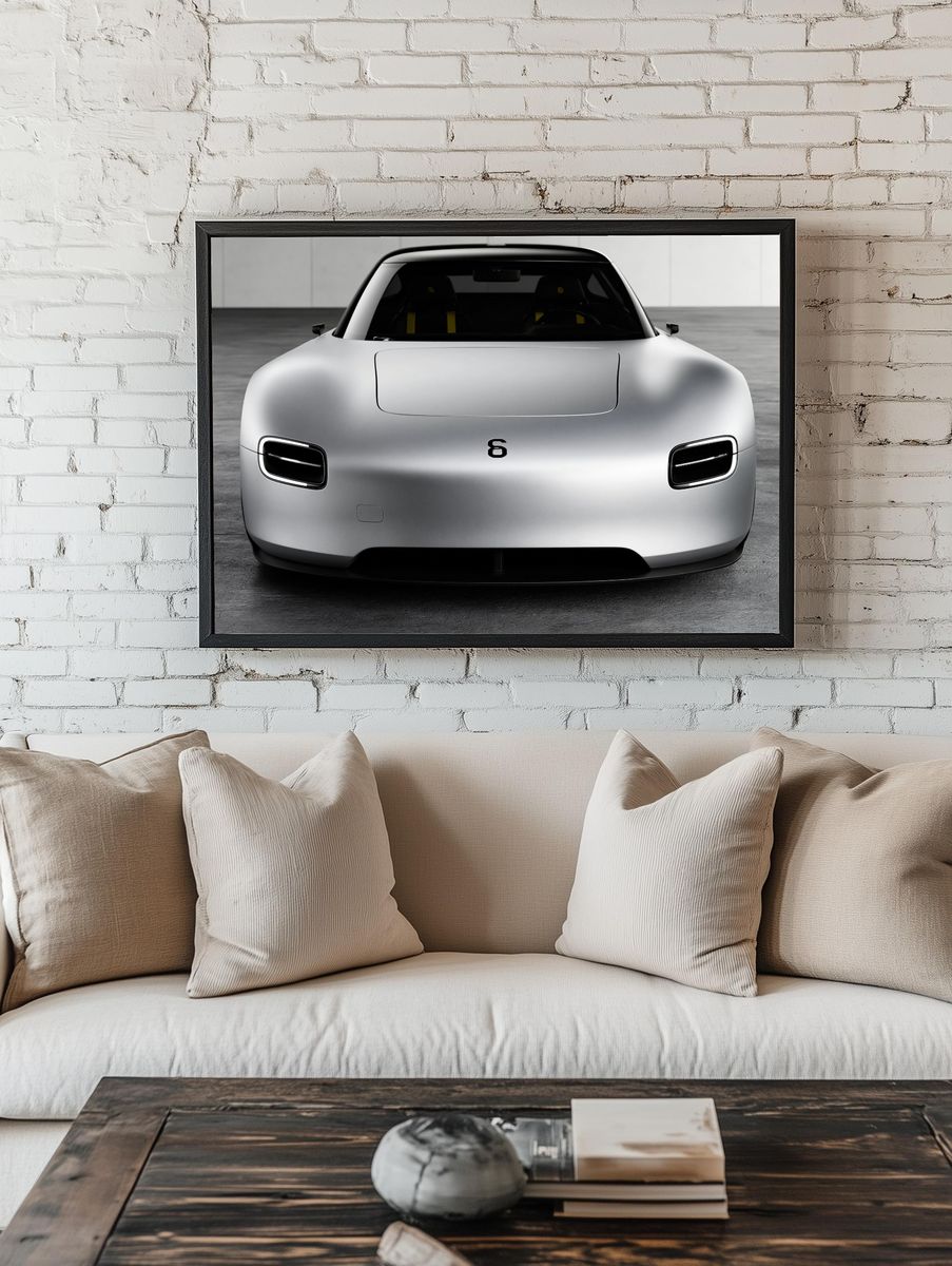 Minimalist Electric Sports Car Poster. — room view 1