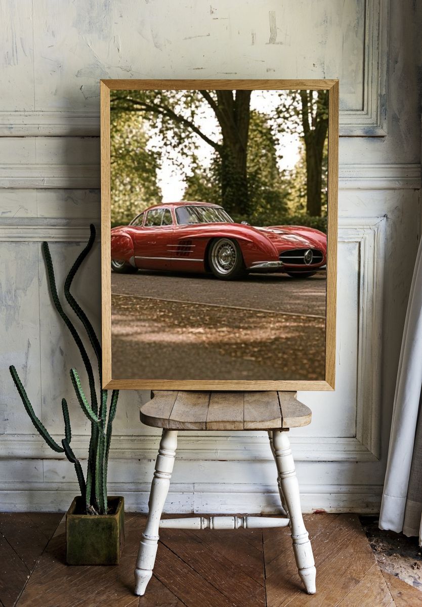 Red Classic Sports Car Photography Poster. — room view 1