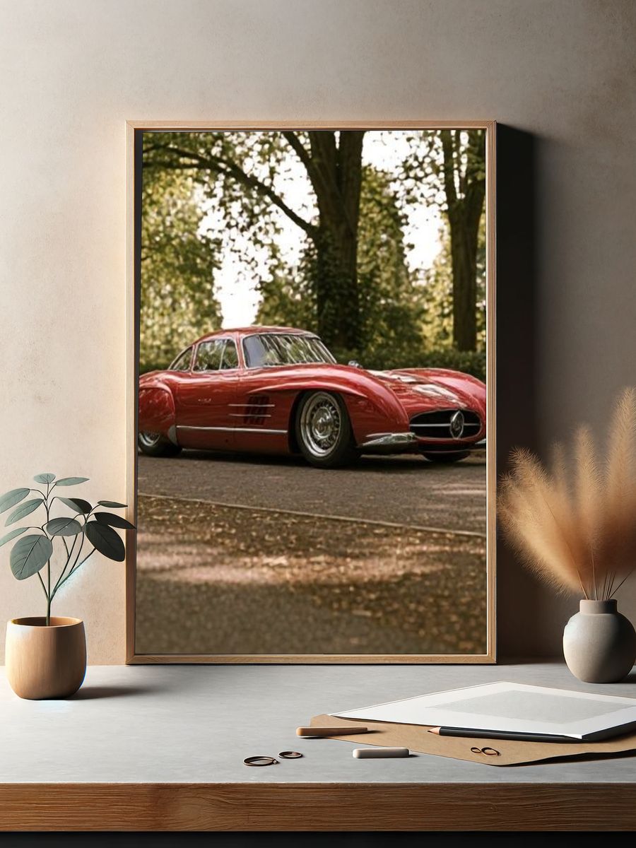 Red Classic Sports Car Photography Poster. — room view 2