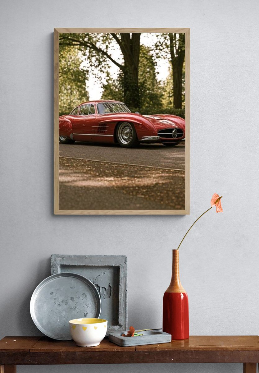 Red Classic Sports Car Photography Poster. — room view 3