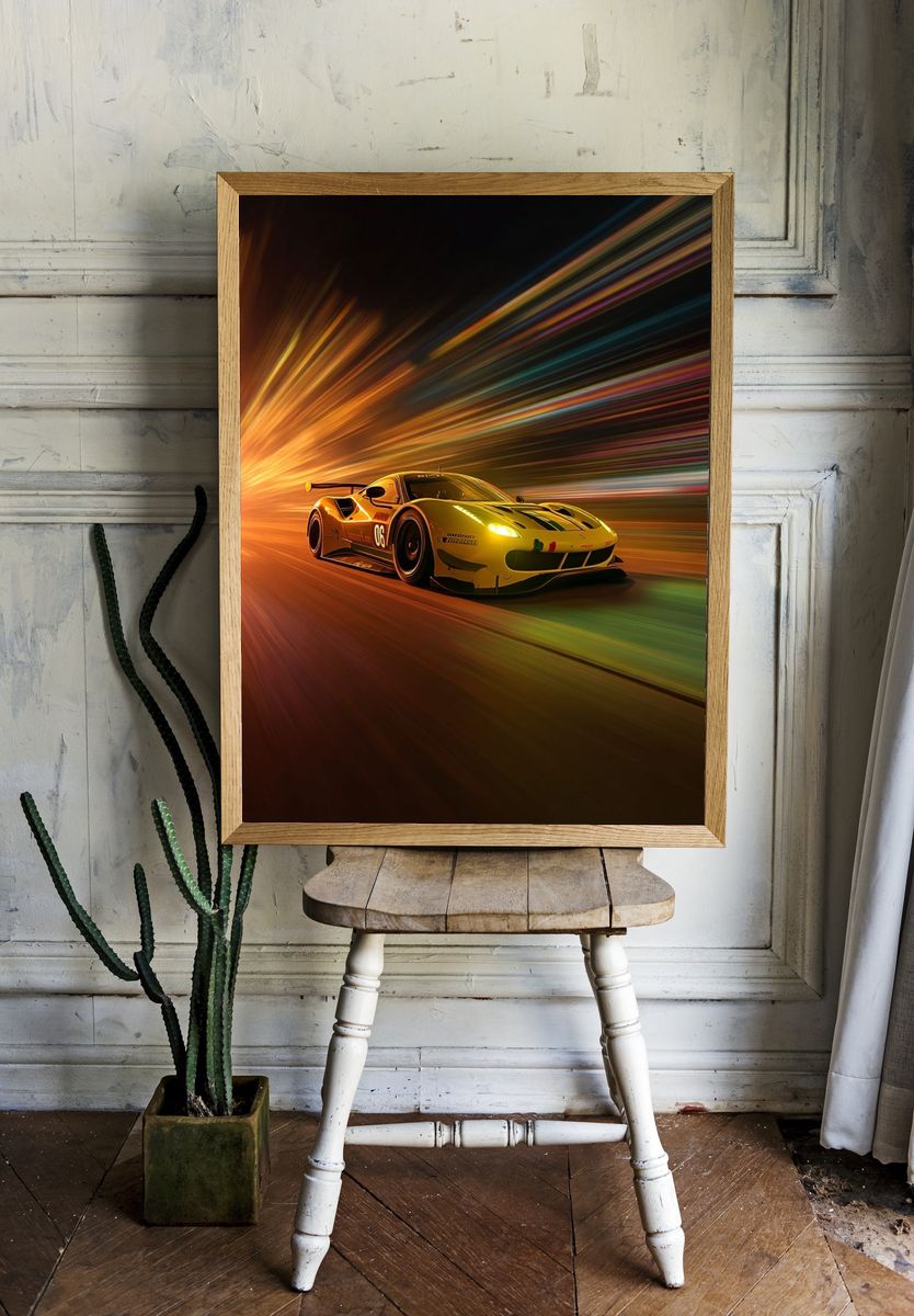 Yellow Racing Car Motion Poster room preview