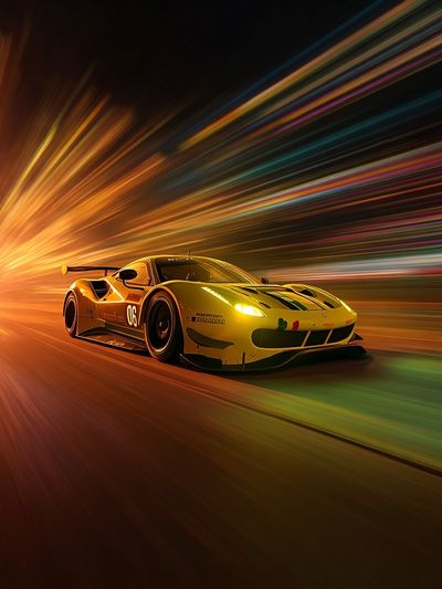 Yellow Racing Car Motion Poster. poster print