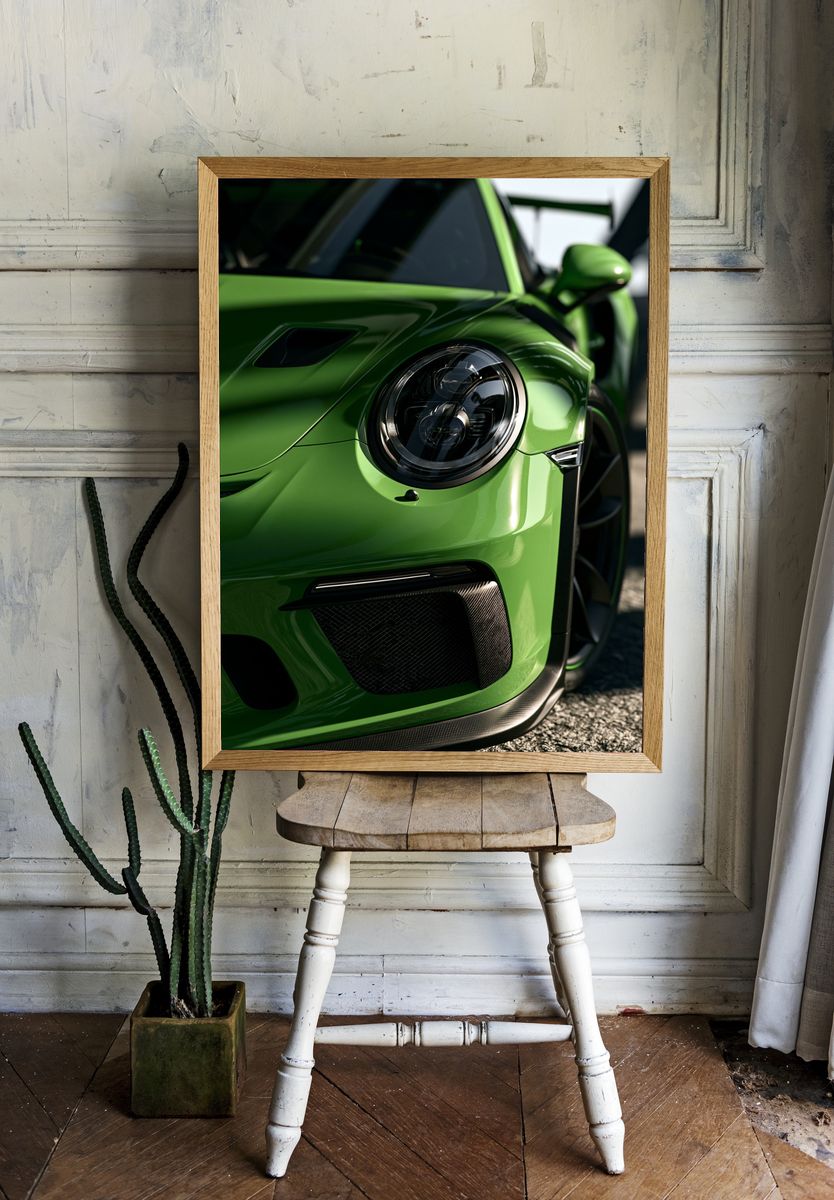Green Sports Car Photography Poster. — room view 1
