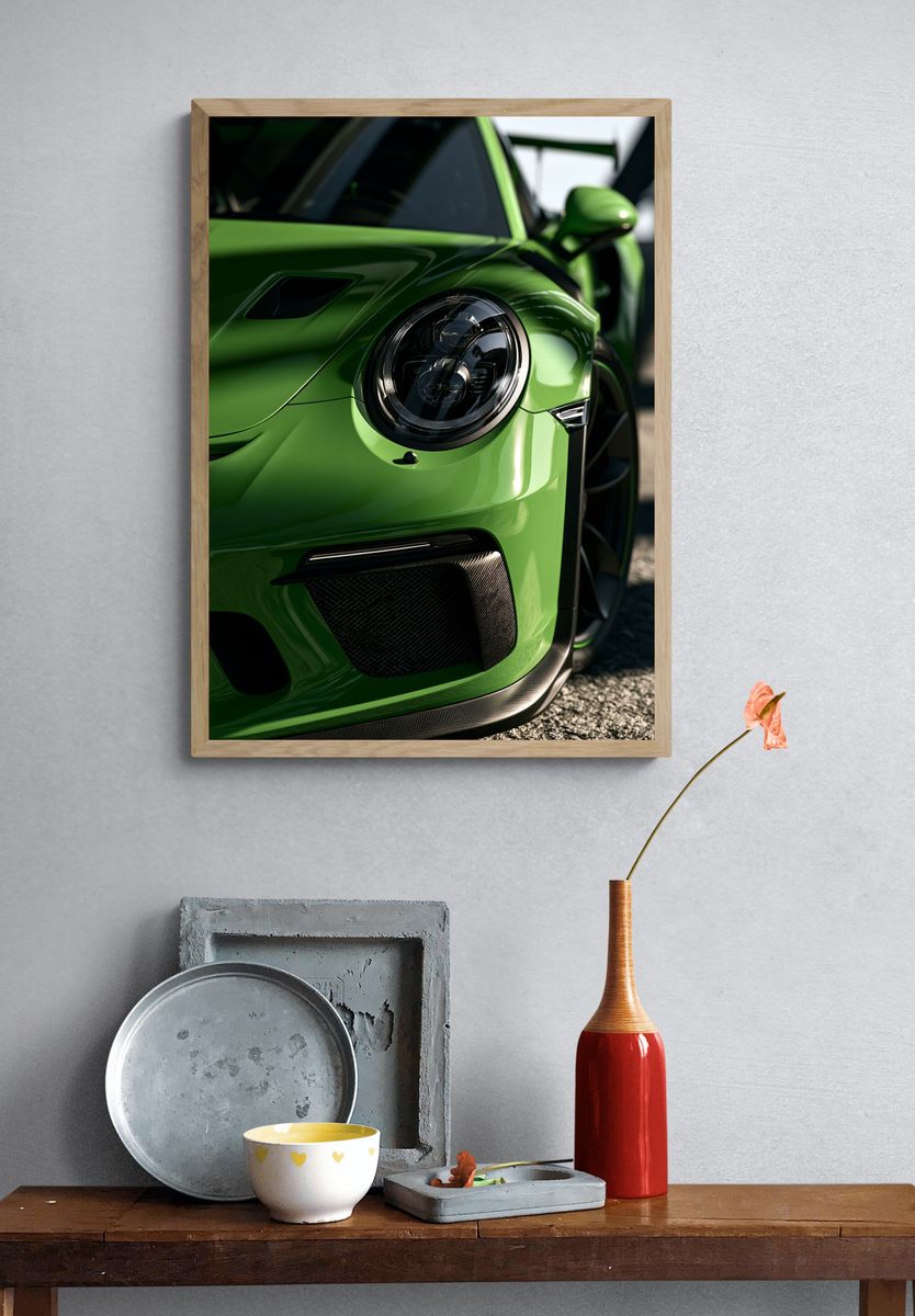 Green Sports Car Photography Poster. — room view 3