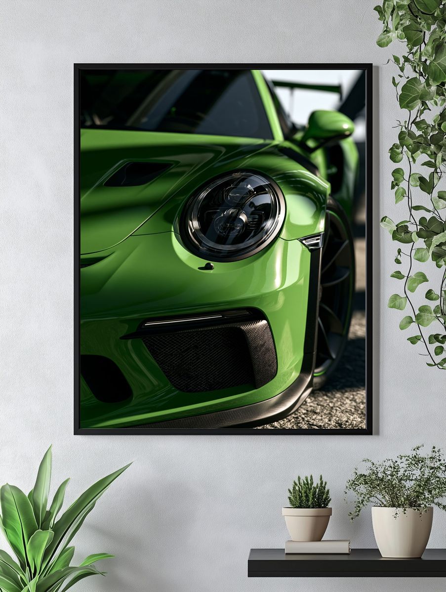 Green Sports Car Photography Poster. — room view 4