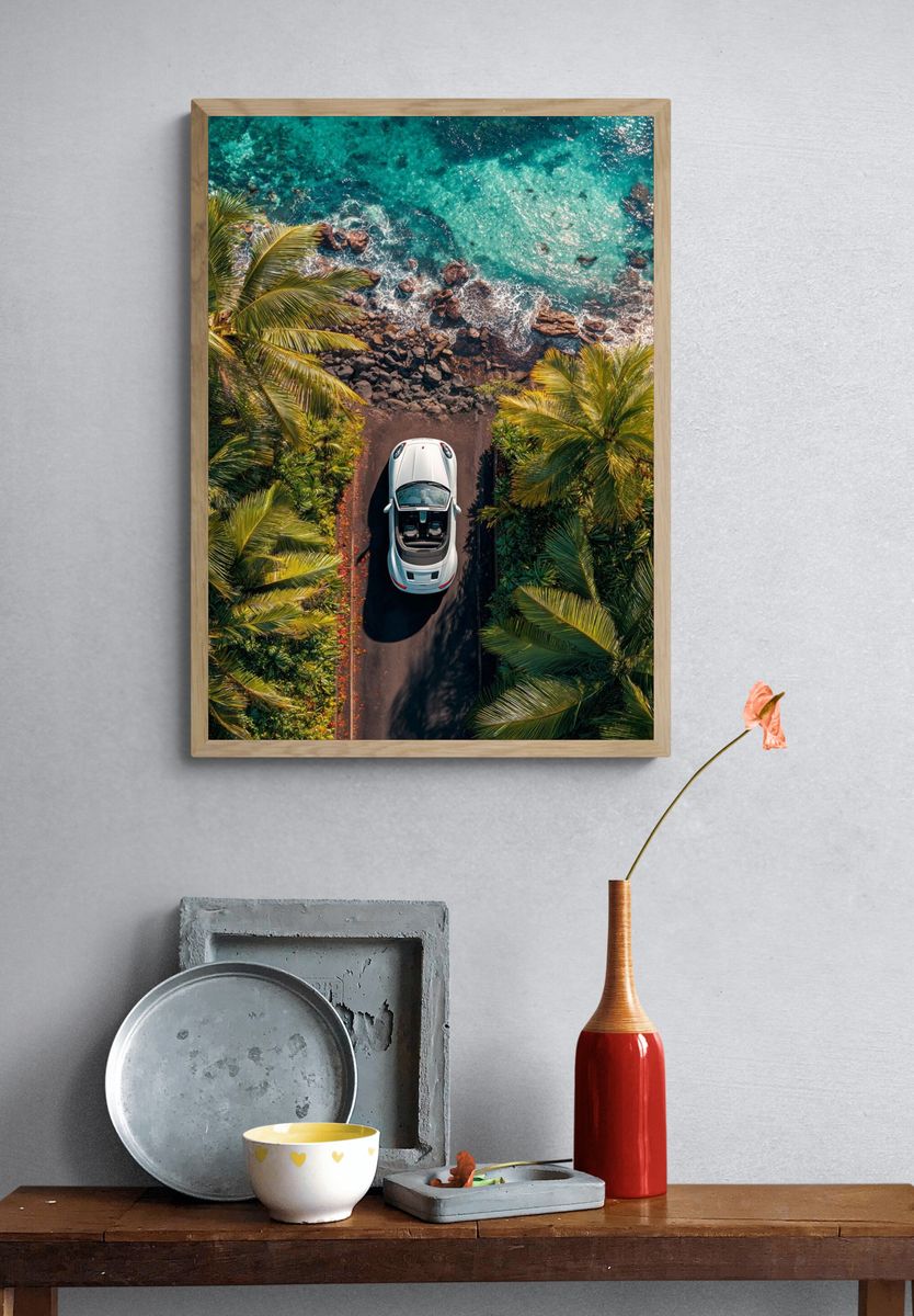 Convertible Car by the Ocean — Photography Print. — room view 3