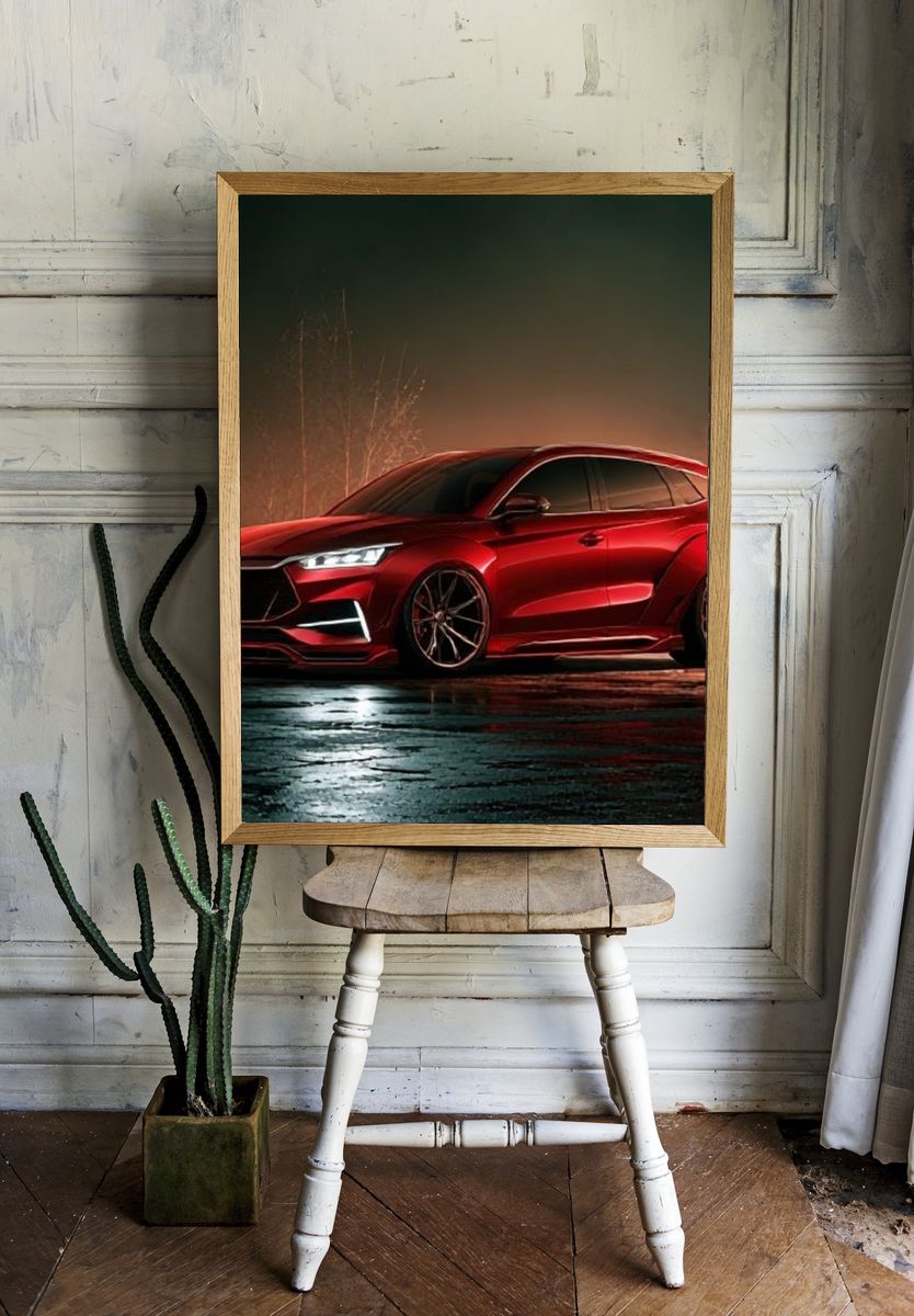 Red Sports SUV Photography Poster. — room view 1