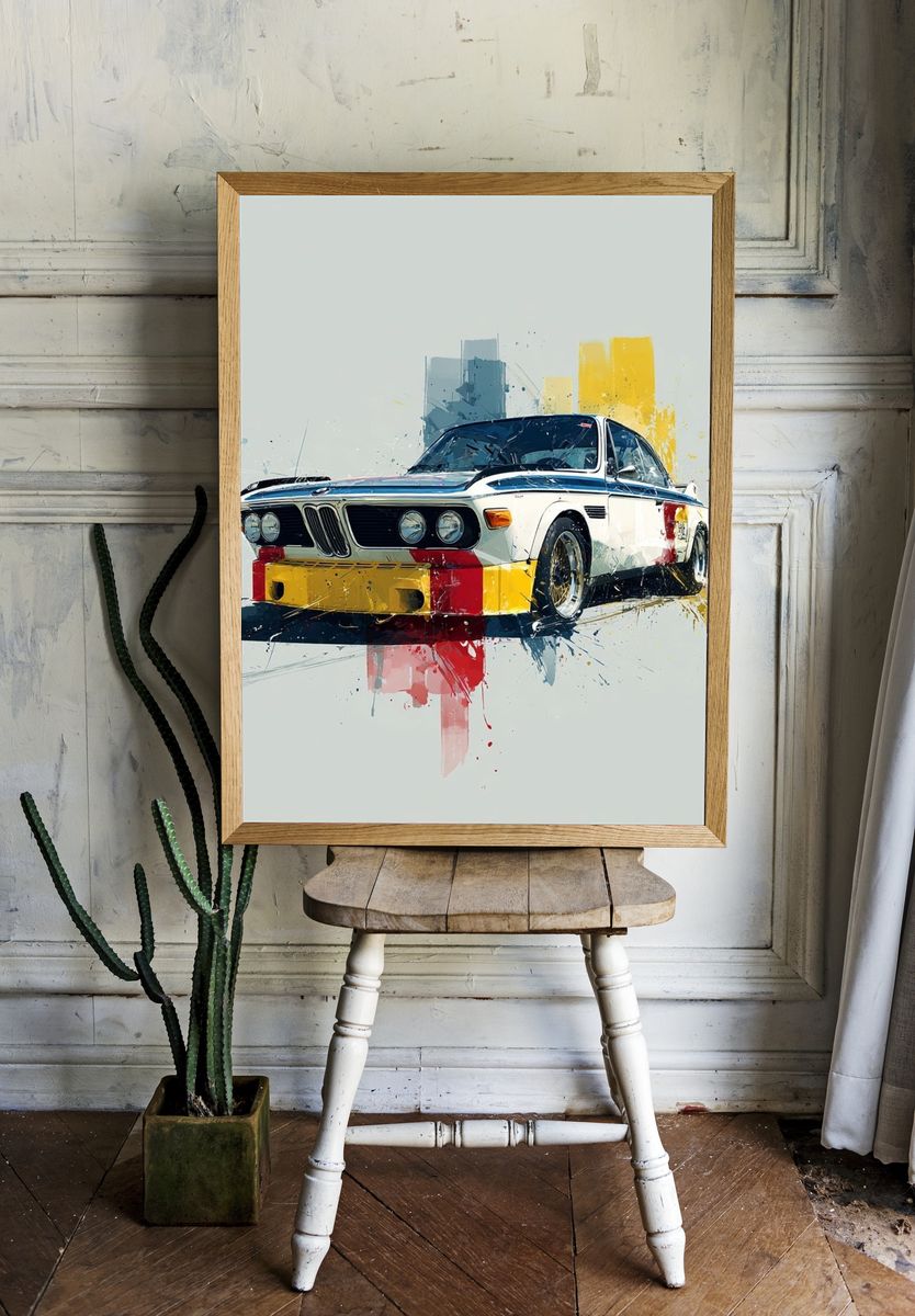 Classic BMW Race Car — Illustration Print room preview