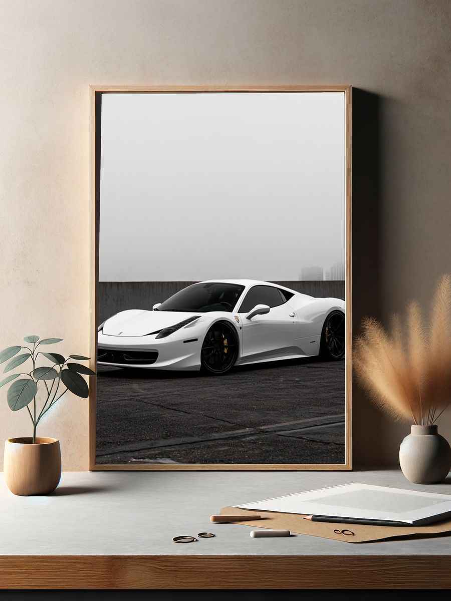 White Ferrari 458 Photography Poster. — room view 2