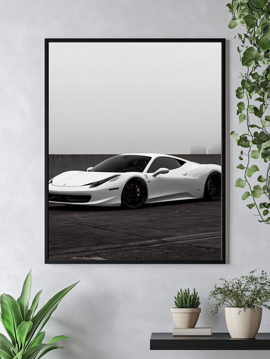 White Ferrari 458 Photography Poster. — room view 4