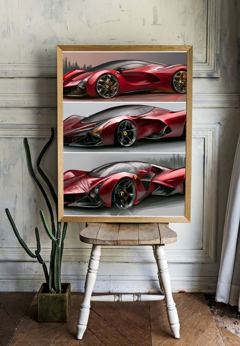 Ferrari Concept Car Illustration Poster. — room view 1