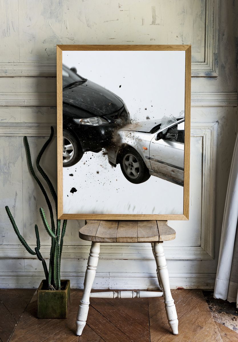 Car Crash Action Photography Poster. room preview