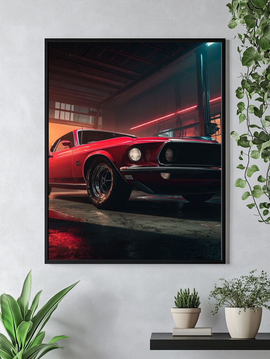 Classic Red Muscle Car Poster. — room view 4