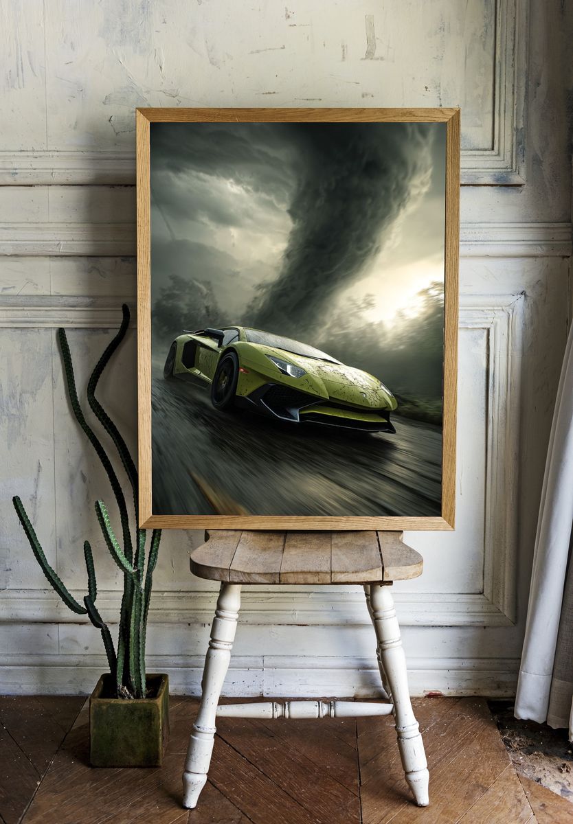 Lamborghini Aventador in a Tornado — Art Print room preview