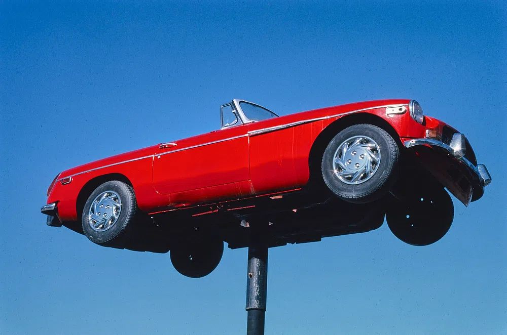 Red Convertible Car — Vintage Print. poster detail
