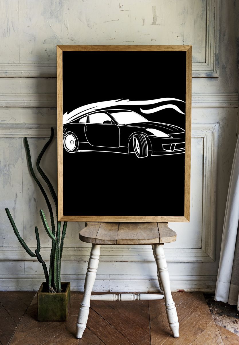 Drifting Sports Car Illustration Poster. room preview