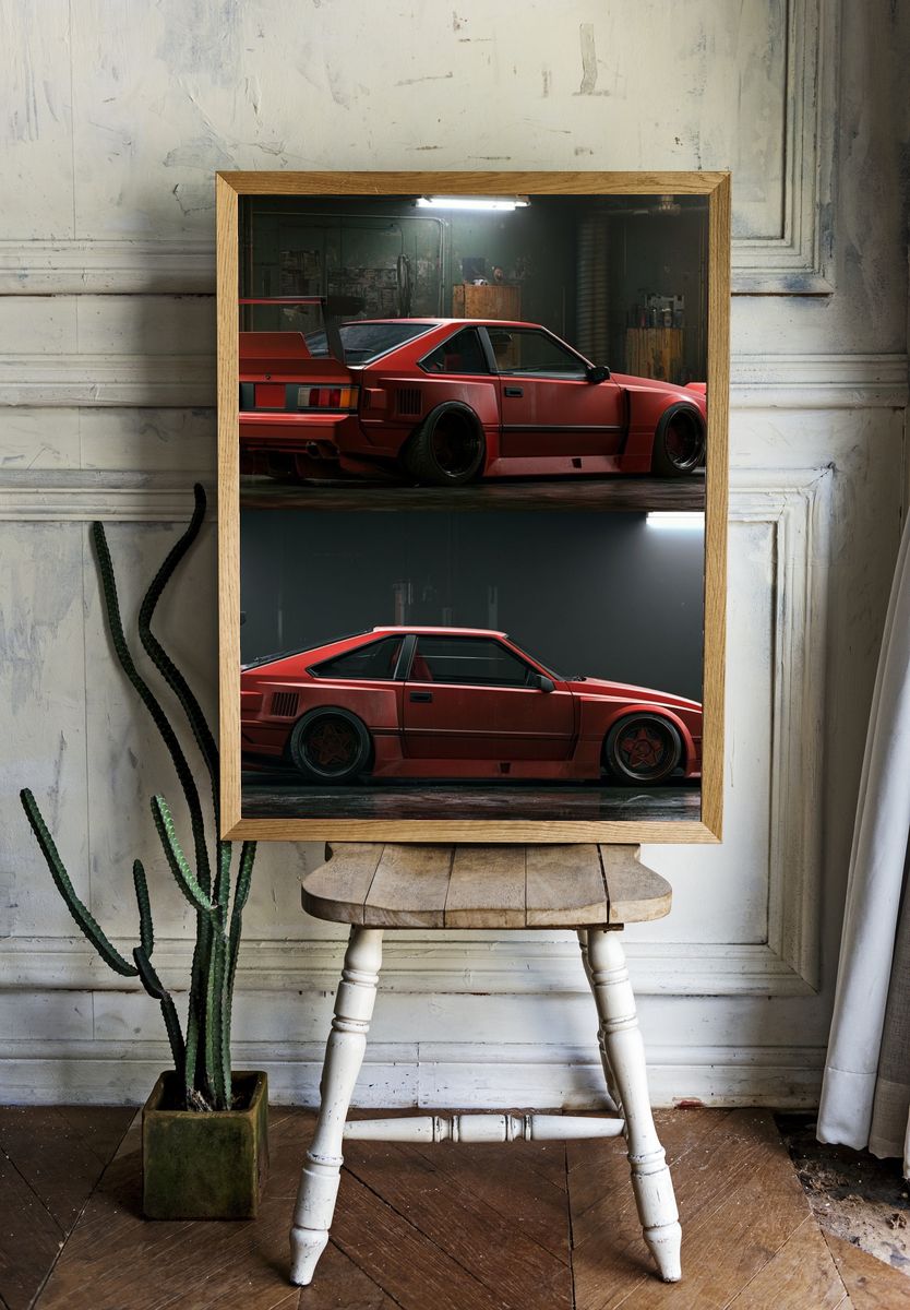 Red Sports Car Garage Poster. — room view 1