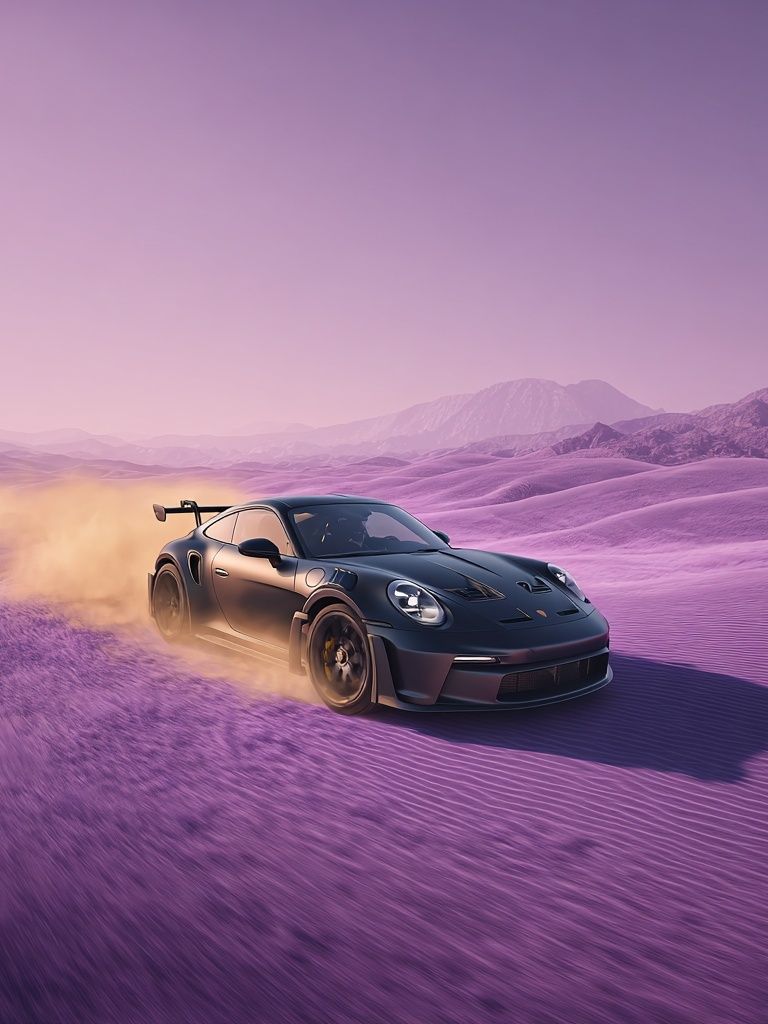 Porsche in Desert Landscape Poster. poster detail