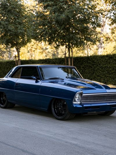 Classic Blue Muscle Car Photography Poster. poster