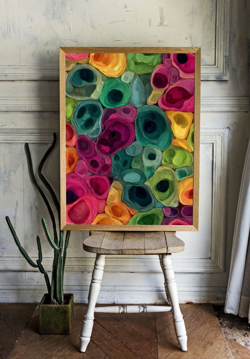 Colorful Abstract Shapes Poster. — room view 1