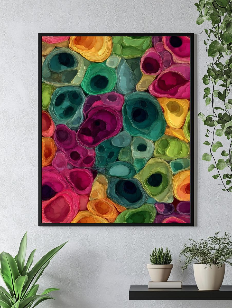 Colorful Abstract Shapes Poster. — room view 4