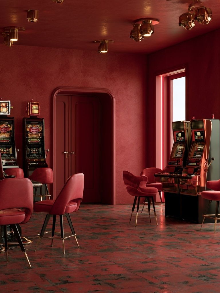 Red Casino Interior Photography Poster. poster — photography art
