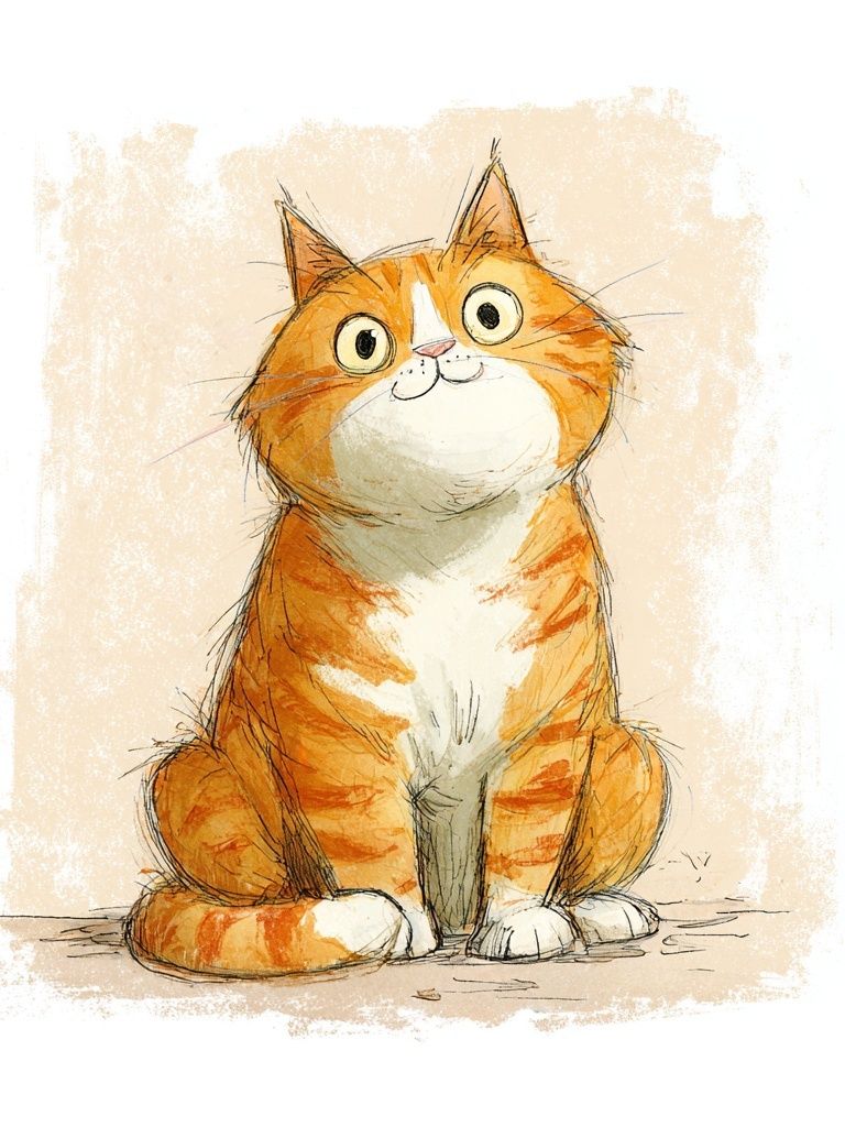 Cute Orange Cat — Illustration Print. poster — animals art