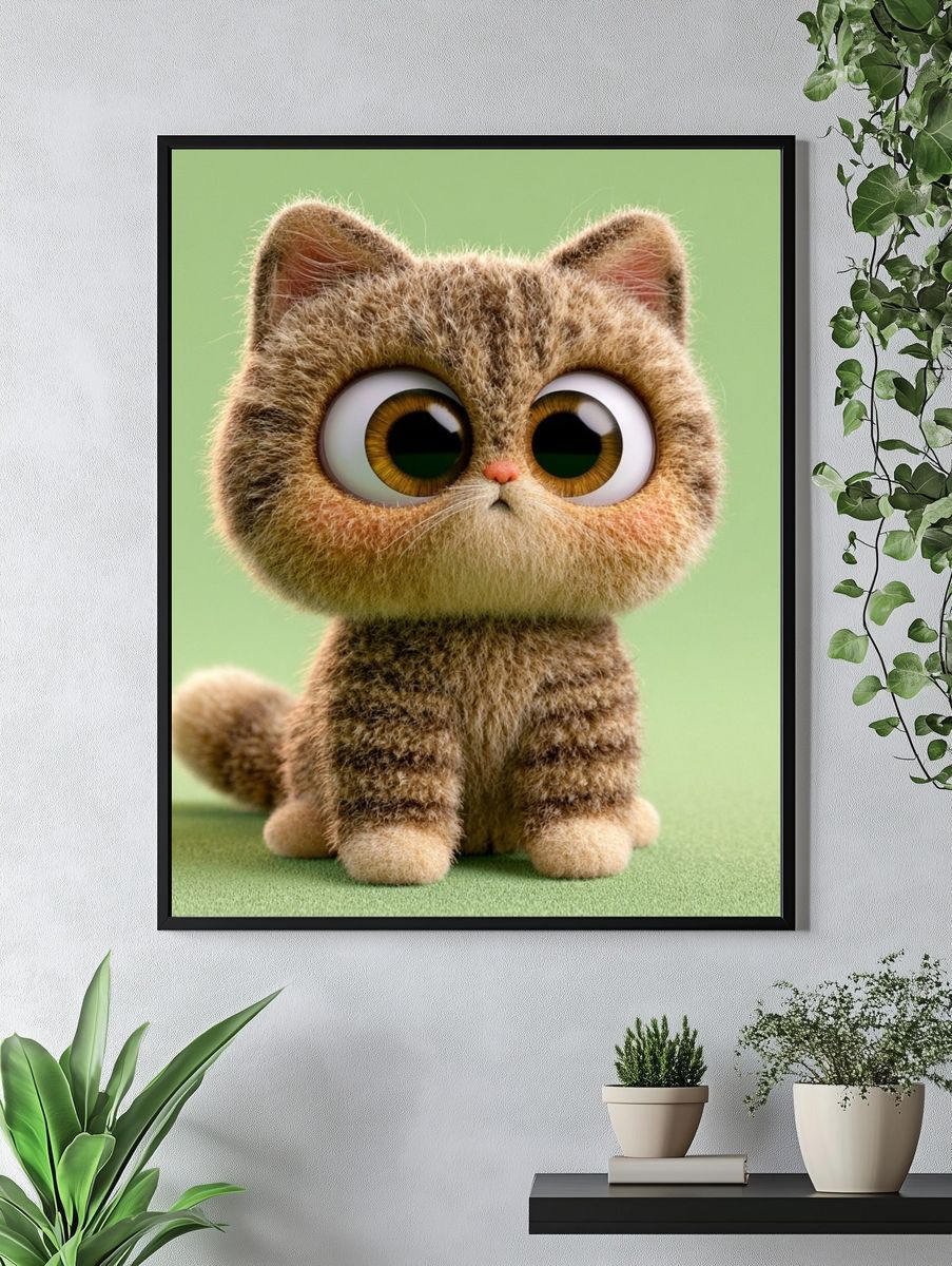 Cute Kitten Illustration Poster. — room view 4
