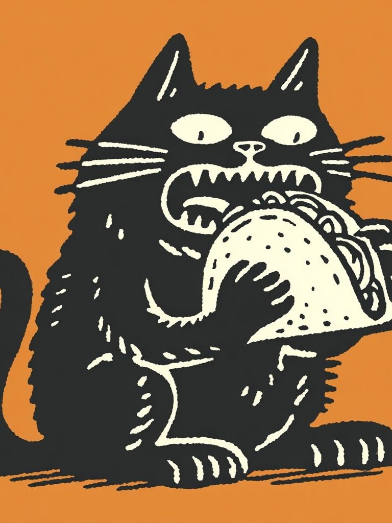Cat Eating Taco — Funny Print. poster detail
