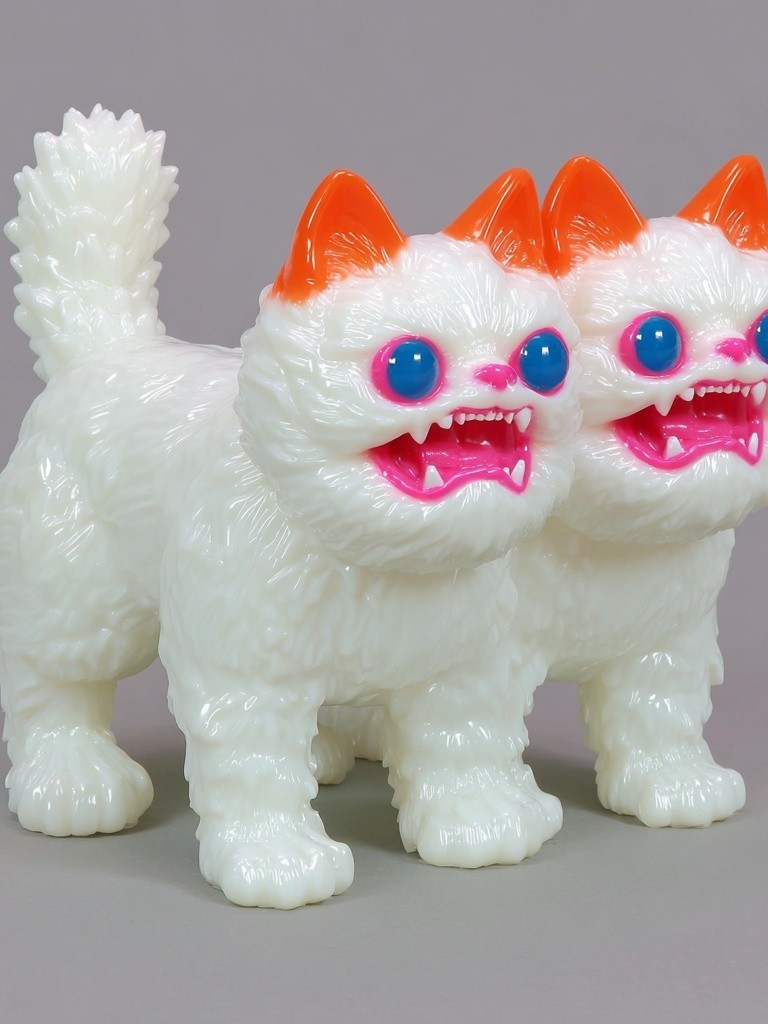 Two-Headed Cat Toy — Fun Illustration Print. poster — illustration art