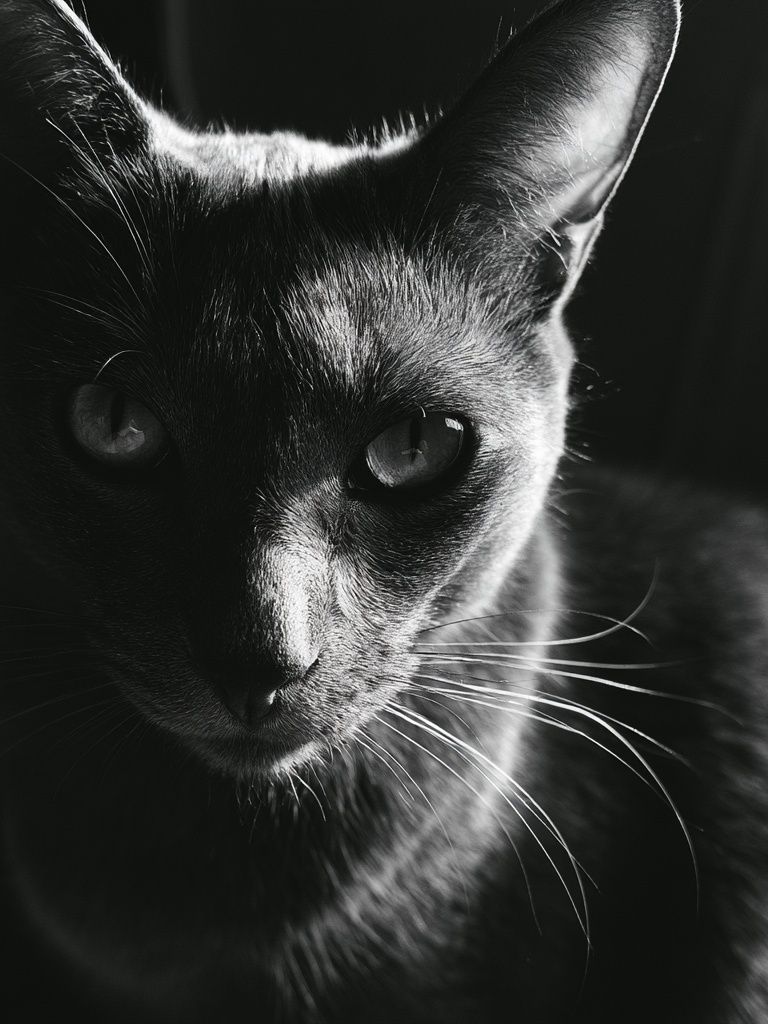 Black Cat Portrait Print. poster — animals art
