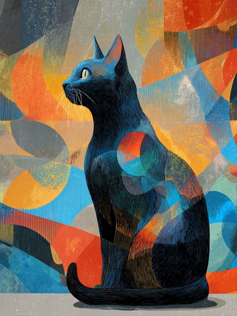 Colorful Cat Abstract Poster. poster — illustration art
