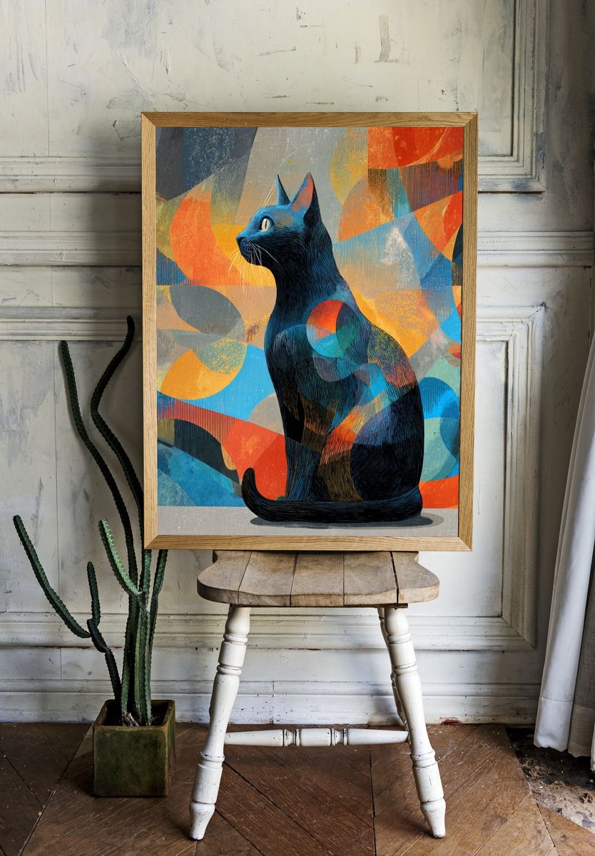 Colorful Cat Abstract Poster room preview