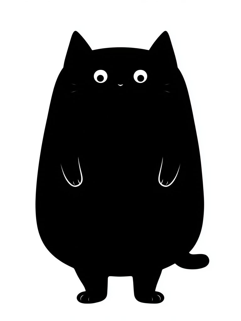 Black Cat Cartoon Print. poster detail