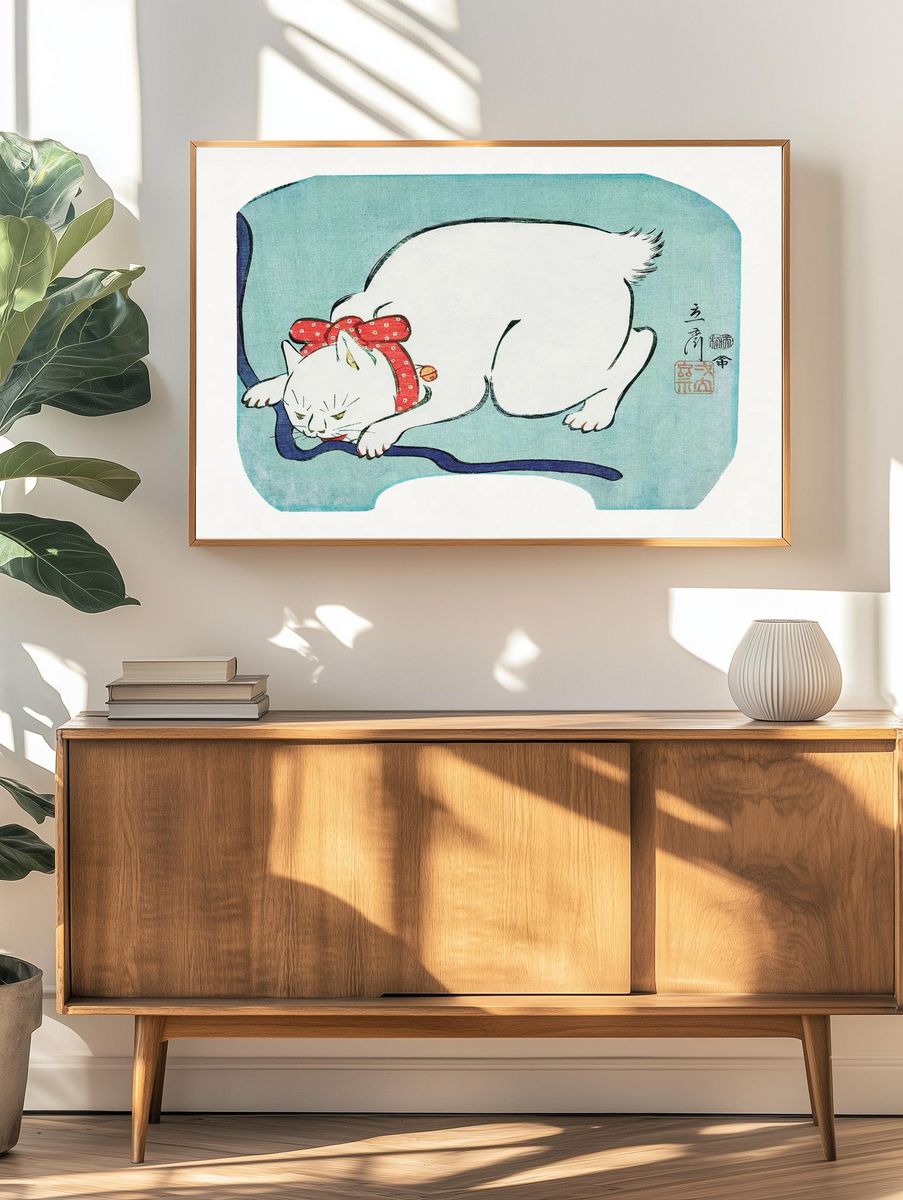 Sleeping Cat — Japanese Art Print. — room view 3