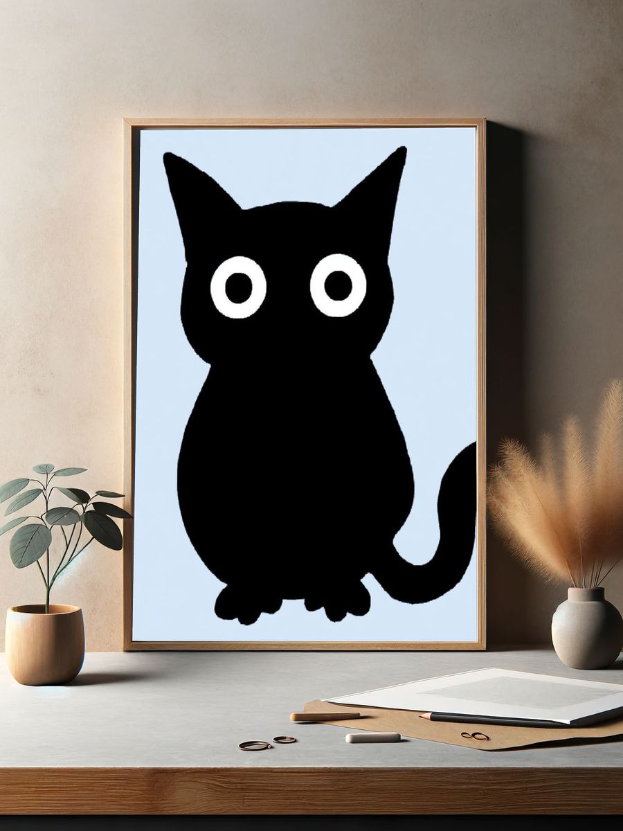 Black Cat Silhouette Illustration Poster. — room view 2