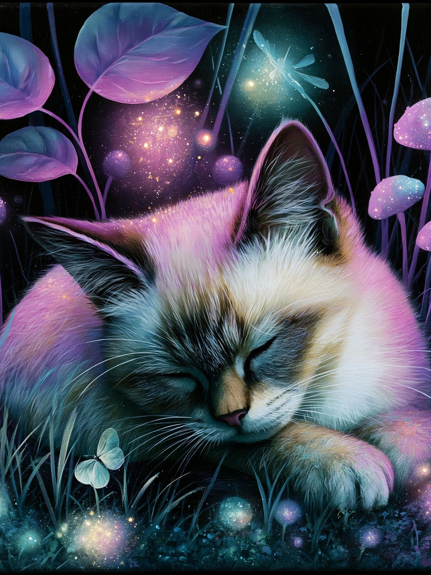 Sleeping Cat Fantasy Illustration Poster. poster detail