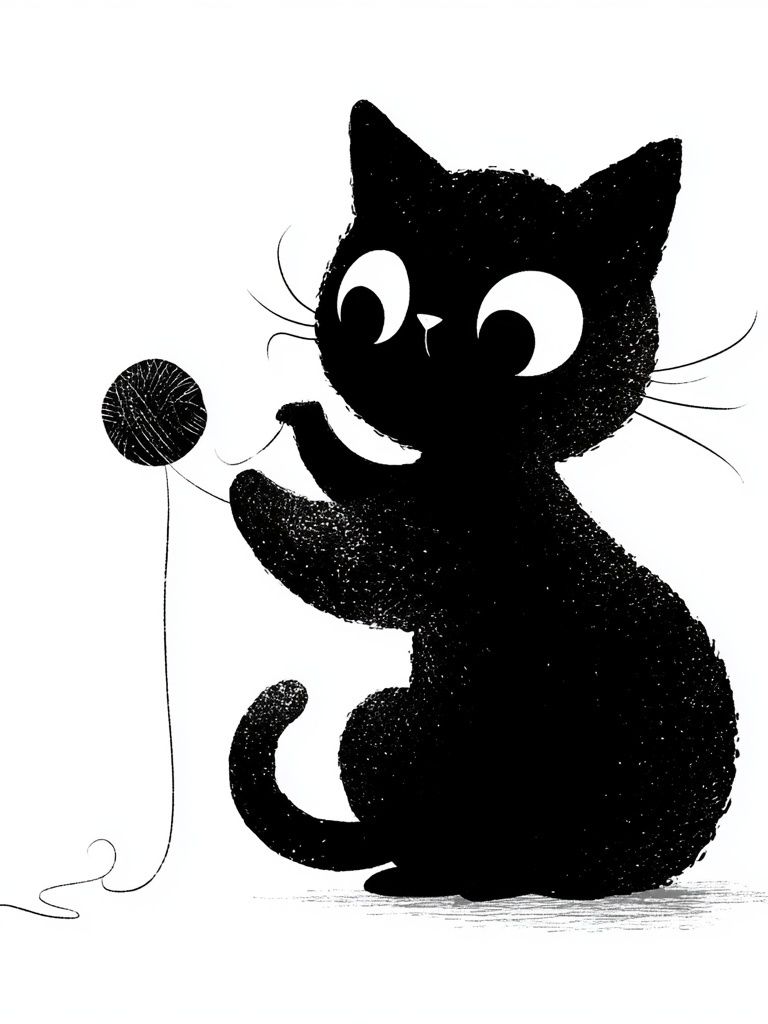 Playful Black Cat Illustration Poster. poster — animals art