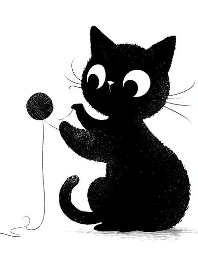 Playful Black Cat Illustration Poster. poster