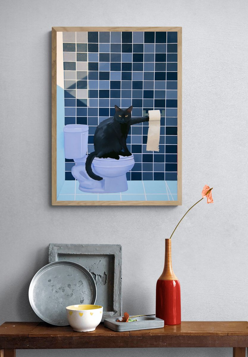 Black Cat Bathroom Poster. — room view 3