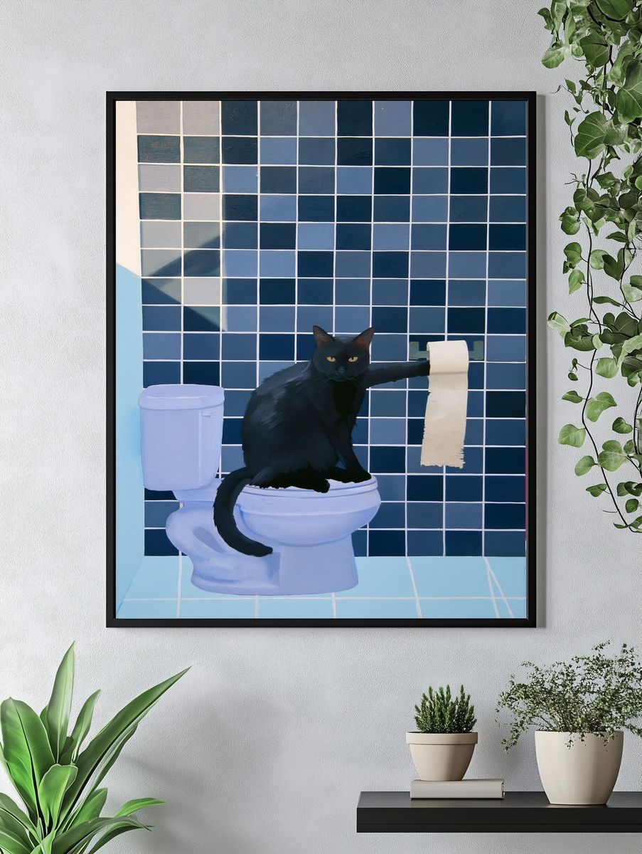 Black Cat Bathroom Poster. — room view 4