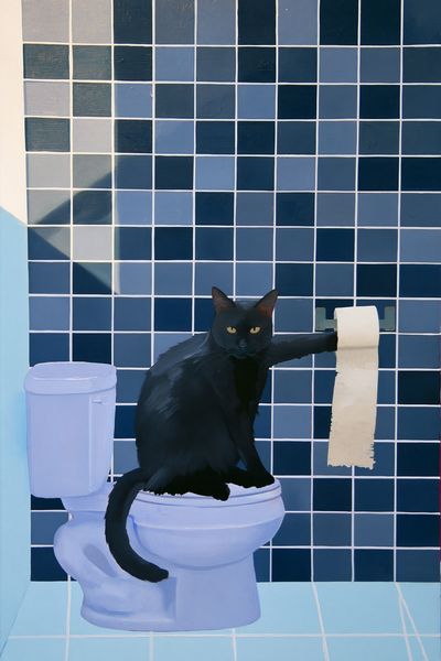 Black Cat Bathroom Poster.